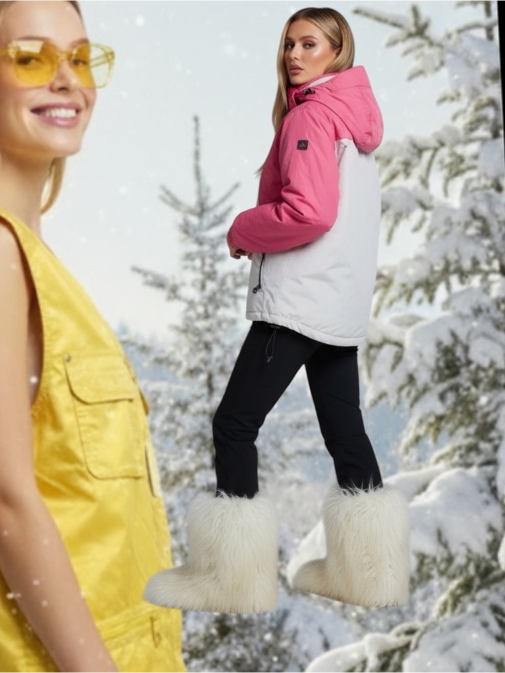 Bogner Pink and Ivory Double Layer Ski Jacket